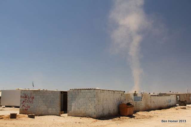 Desert sand storms are a regular occurrence across the camp. Tents and caravans provide little comfort from harsh conditions. 