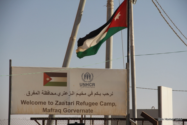 The entrance to Za’atari camp is guarded by Jordanian police and gendarmerie. A permit is required for access and the entrance to the camp is specifically prohibited to be photographed. Moments after this was taken plainclothes security personnel converged on us insisting we could not photograph outside the gates. 